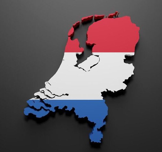 3d Netherland map and flag