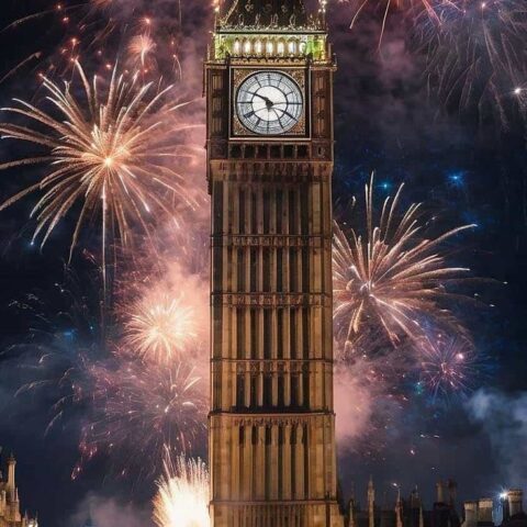 Big Ben New Year Fireworks iPhone Wallpaper