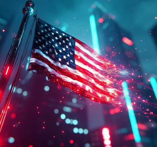 Cyberpunk American Flag Art_ Sci-Fi Nanobot USA Print (Digital Download)