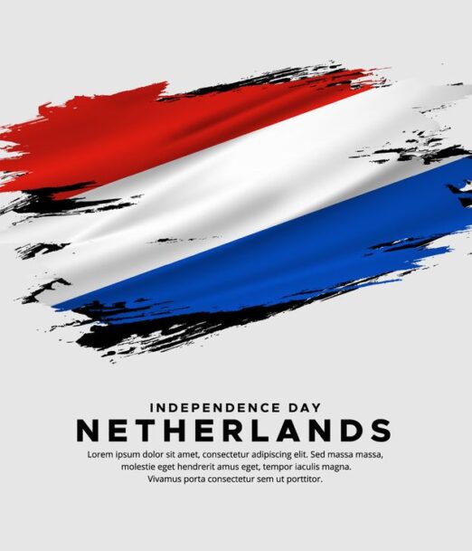 Download Amazing Netherlands flag background vector with grunge brush style_ Holland Independence Day Vector Illustration